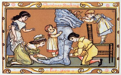 Weihnachtsstrumpf für dich, eine viktorianische Weihnachtskarte von English School